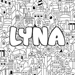 Coloring page first name LYNA - City background
