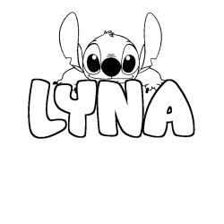 Coloring page first name LYNA - Stitch background