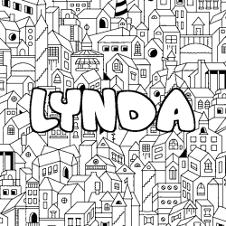 Coloring page first name LYNDA - City background
