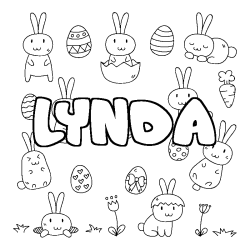 Coloring page first name LYNDA - Easter background