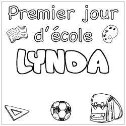 Coloring page first name LYNDA - School First day background
