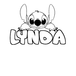 Coloring page first name LYNDA - Stitch background