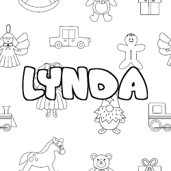 Coloring page first name LYNDA - Toys background