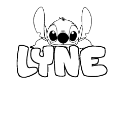 Coloring page first name LYNE - Stitch background