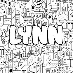 Coloring page first name LYNN - City background