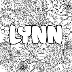 Coloring page first name LYNN - Fruits mandala background