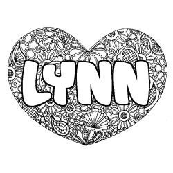 Coloring page first name LYNN - Heart mandala background