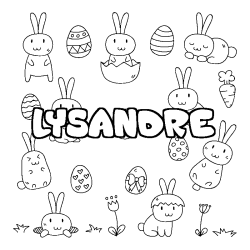 Coloring page first name LYSANDRE - Easter background