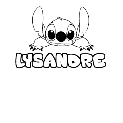 Coloring page first name LYSANDRE - Stitch background