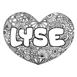 Coloring page first name LYSE - Heart mandala background