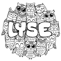 Coloring page first name LYSE - Owls background