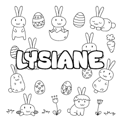 Coloring page first name LYSIANE - Easter background