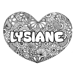 Coloring page first name LYSIANE - Heart mandala background