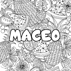 Coloring page first name MACEO - Fruits mandala background