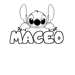 Coloring page first name MACEO - Stitch background