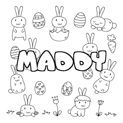Coloring page first name MADDY - Easter background