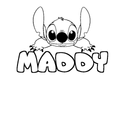 Coloring page first name MADDY - Stitch background