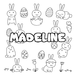 Coloring page first name MADELINE - Easter background