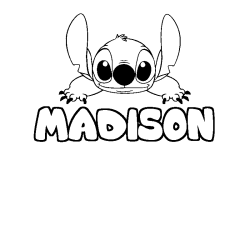 Coloring page first name MADISON - Stitch background