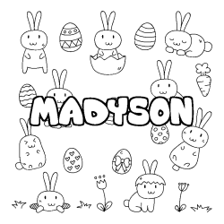 Coloring page first name MADYSON - Easter background