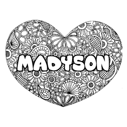 Coloring page first name MADYSON - Heart mandala background