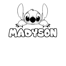 Coloring page first name MADYSON - Stitch background