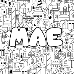 Coloring page first name MAE - City background