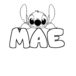 Coloring page first name MAE - Stitch background