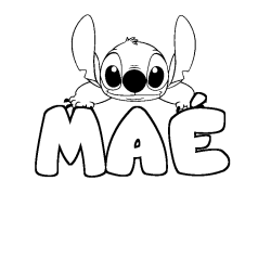Coloring page first name MAÉ - Stitch background