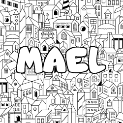 Coloring page first name MAEL - City background