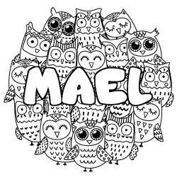 Coloring page first name MAEL - Owls background