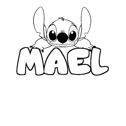 Coloring page first name MAEL - Stitch background
