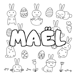Coloring page first name MAËL - Easter background