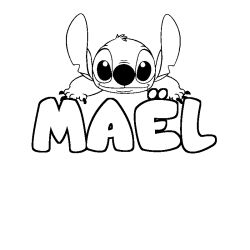 Coloring page first name MAËL - Stitch background