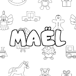 Coloring page first name MAËL - Toys background