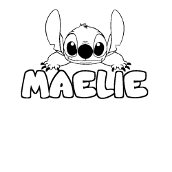 Coloring page first name MAELIE - Stitch background