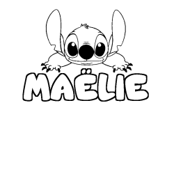 Coloring page first name MAËLIE - Stitch background