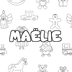 Coloring page first name MAËLIE - Toys background