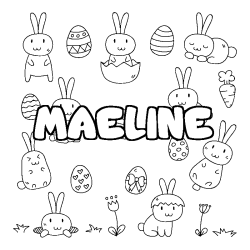 Coloring page first name MAELINE - Easter background