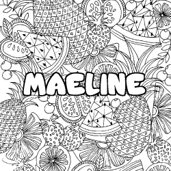 Coloring page first name MAELINE - Fruits mandala background