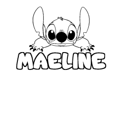 Coloring page first name MAELINE - Stitch background