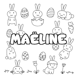 Coloring page first name MAËLINE - Easter background
