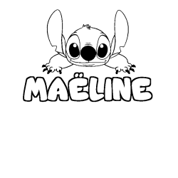 Coloring page first name MAËLINE - Stitch background