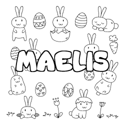 Coloring page first name MAELIS - Easter background