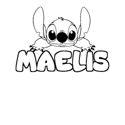 Coloring page first name MAELIS - Stitch background