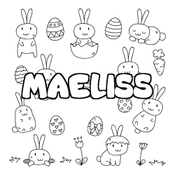 Coloring page first name MAELISS - Easter background