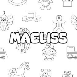 Coloring page first name MAELISS - Toys background