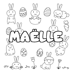 Coloring page first name MAËLLE - Easter background