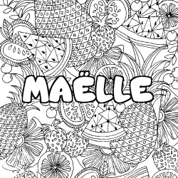 Coloring page first name MAËLLE - Fruits mandala background