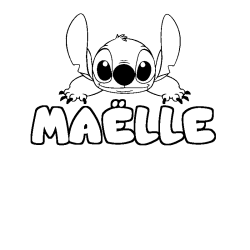 Coloring page first name MAËLLE - Stitch background